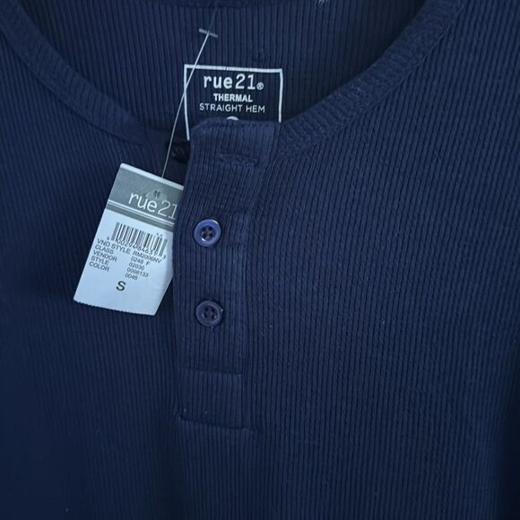 Thermal Henley Shirt Mens Small Rue21 Navy - Picture 2 of 2